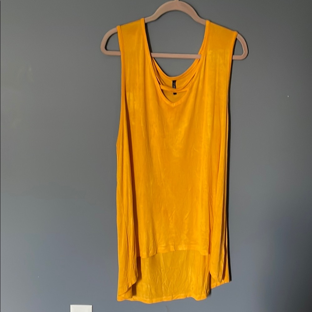 Splash Orange Asymmetrical Sleeveless Tank Top